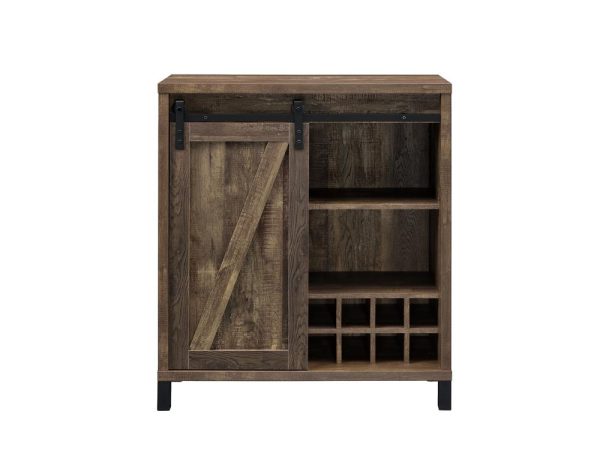 Arlington Rustic Oak Bar Cabinet with Sliding Door Online Hot Sale