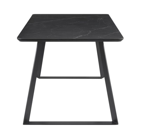 Smith Black Gunmetal Rectangle Ceramic Top Dining Table For Sale