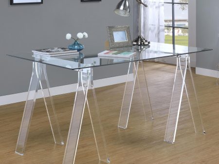 Amaturo Clear Writing Desk with Glass Top Discount