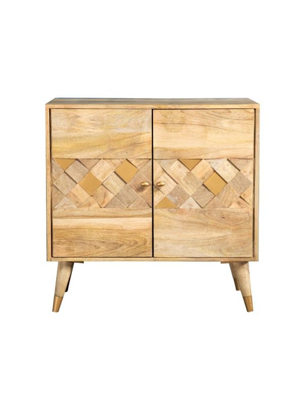 Alyssum Natural Checkered Pattern 2-Door Accent Cabinet on Sale