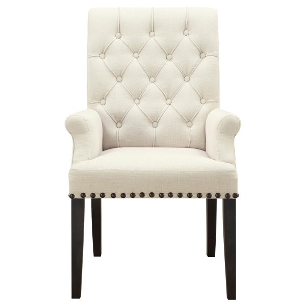 Alana Beige Smokey Black Upholstered Arm Chair Online now