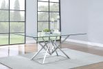 Beaufort Chrome Rectangle Glass Top Dining Table Online Sale