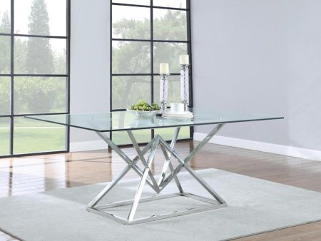 Beaufort Chrome Rectangle Glass Top Dining Table Online Sale