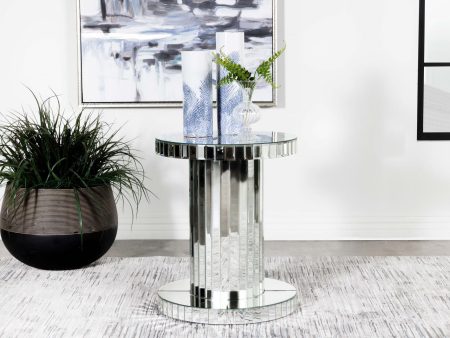 Dorielle Mirror Crystal Inlay Round Top Accent Table Online now