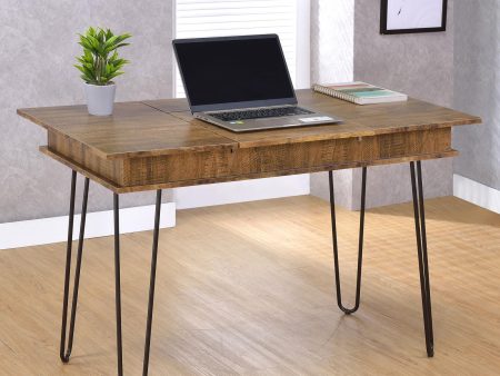 Sheeran Rustic Amber Writing Desk with 4 Hidden Storages For Sale