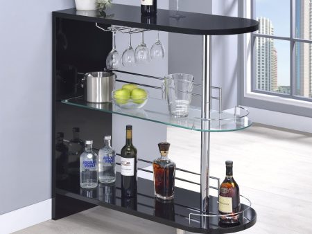 Adolfo Glossy Black Clear 3-Tier Bar Table Fashion