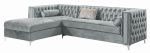 Bellaire Button-Tufted Upholstered Sectional Silver Hot on Sale