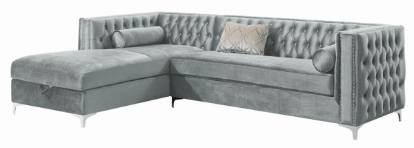 Bellaire Button-Tufted Upholstered Sectional Silver Hot on Sale