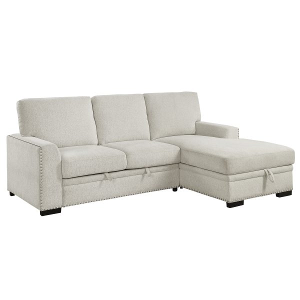 Morelia Beige RAF Storage Sleeper Sofa Chaise For Sale