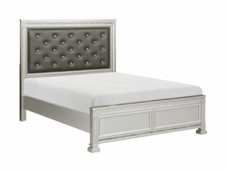 Bevelle Silver Upholstered King Bed For Cheap