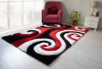 3D Shaggy Red 5X7 Area Rug For Discount