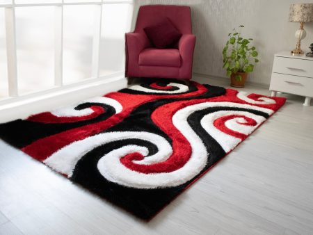 3D Shaggy Red 5X7 Area Rug For Discount