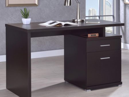 Irving Cappuccino 2-Drawer Office Desk with Cabinet Discount