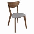 Alfredo Gray Natural Walnut Upholstered Dining Chairs, Set of 2 For Sale