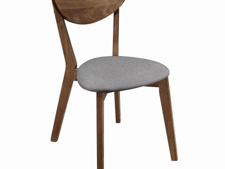 Alfredo Gray Natural Walnut Upholstered Dining Chairs, Set of 2 For Sale