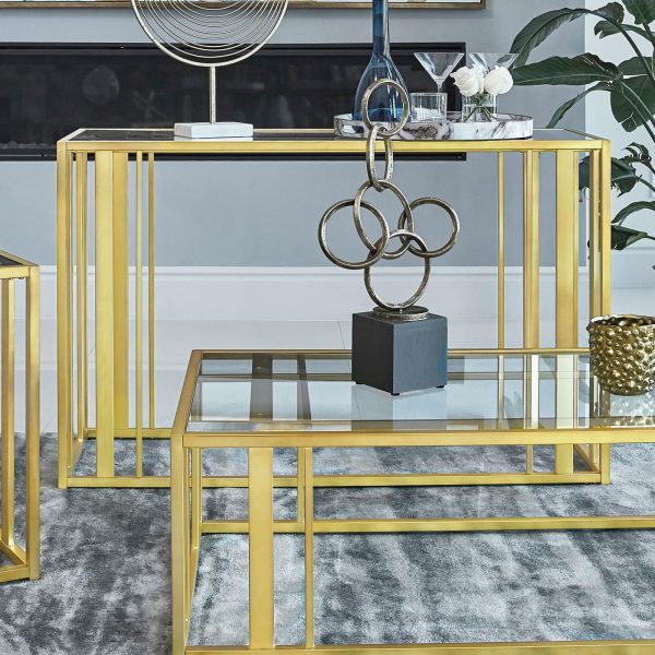 Adri Metal Frame Sofa Table Matte Brass on Sale