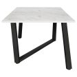 Mayer Faux White Marble Gunmetal Rectangular Dining Table For Sale