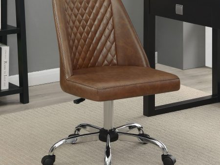 Althea Brown Chrome Upholstered Tufted Back Office Chair For Cheap