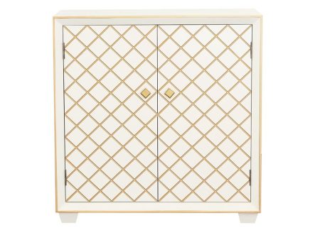 Belinda White Gold 2-Door Accent Cabinet For Discount