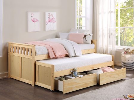 Bartly Pine Twin Twin Bed with Storage Boxes For Cheap