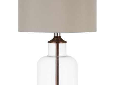 Aisha Drum Shade Table Lamp Creamy Beige Clear Supply