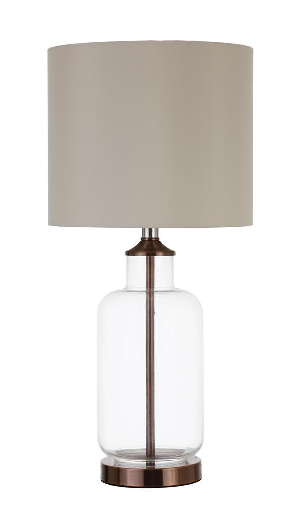 Aisha Drum Shade Table Lamp Creamy Beige Clear Supply