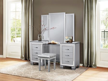 Allura Silver Vanity Dresser with Mirror on Sale