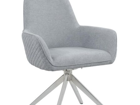 Abby Light Gray Chrome Flare Arm Side Chair For Discount