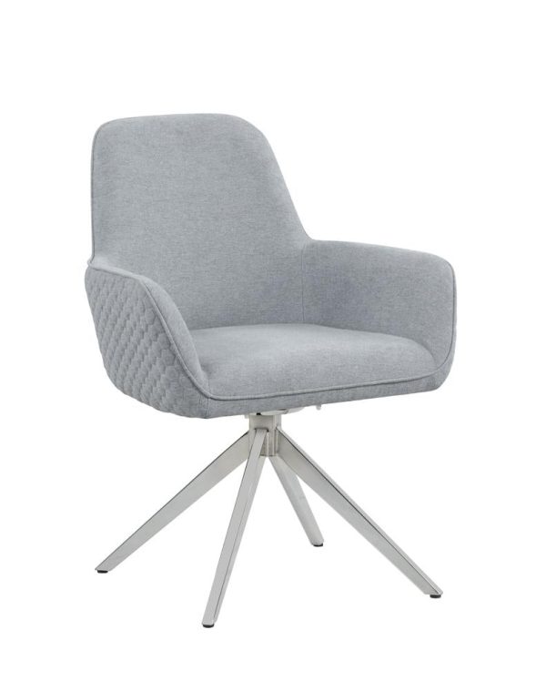 Abby Light Gray Chrome Flare Arm Side Chair For Discount