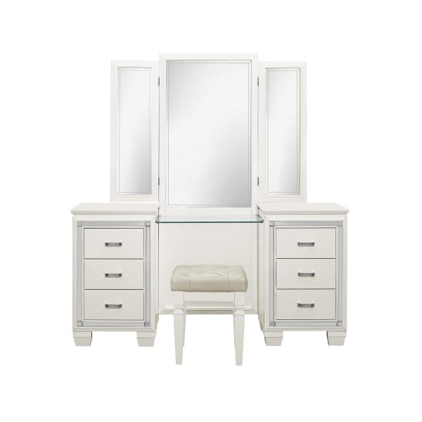 Allura White Vanity Dresser with Mirror For Discount