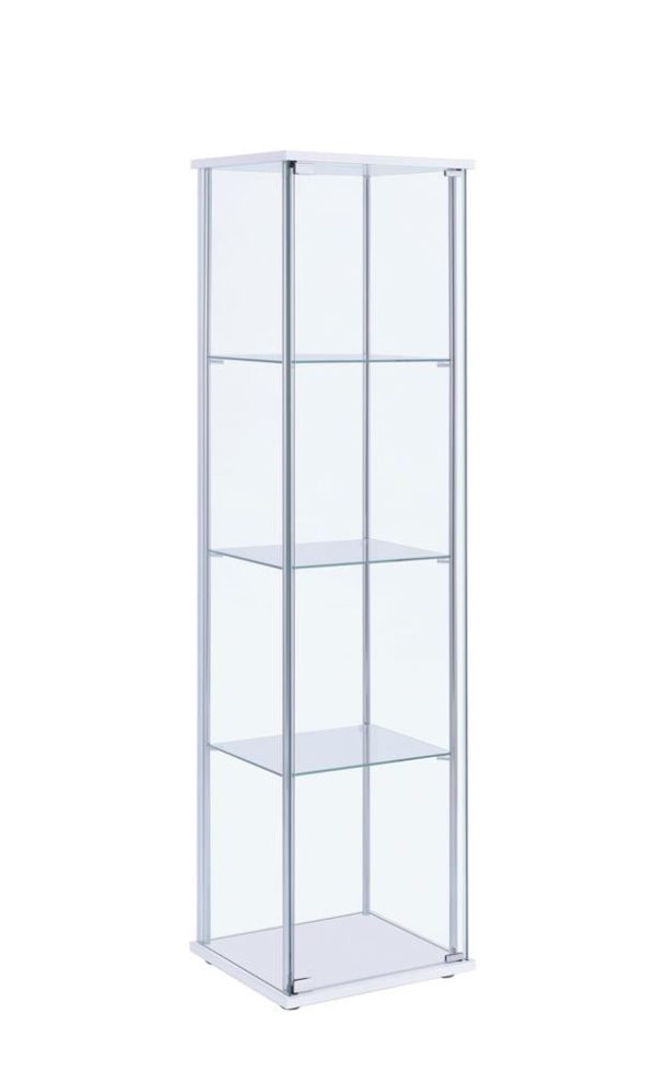 Bellatrix White Clear Rectangular 4-Shelf Curio Cabinet Supply