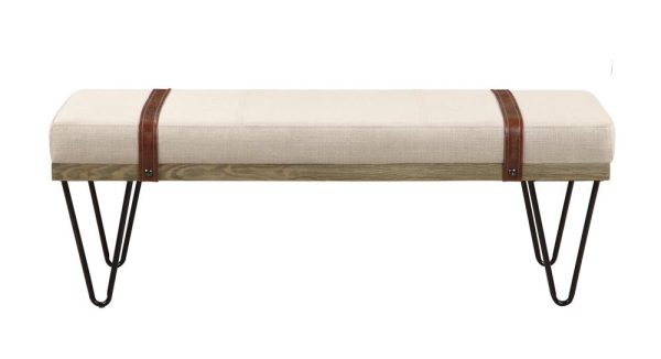 Austin Beige Black Upholstered Bench Sale