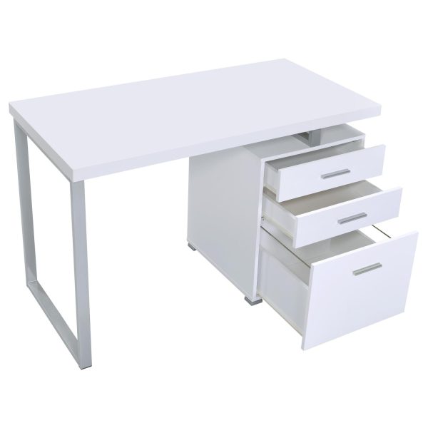 Brennan White 3-Drawer Office Desk Supply