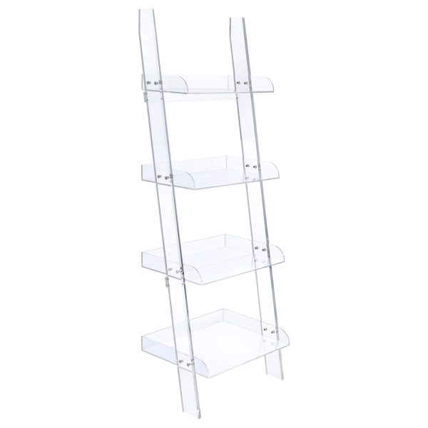 Amaturo Clear 4-Shelf Ladder Bookcase Hot on Sale