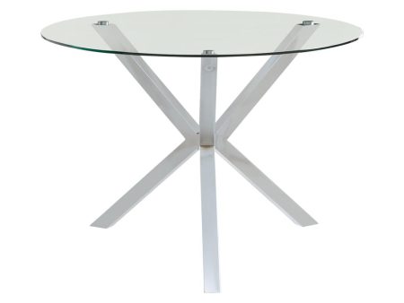 Vance Chrome Glass Top Dining Table with X-cross Base For Sale