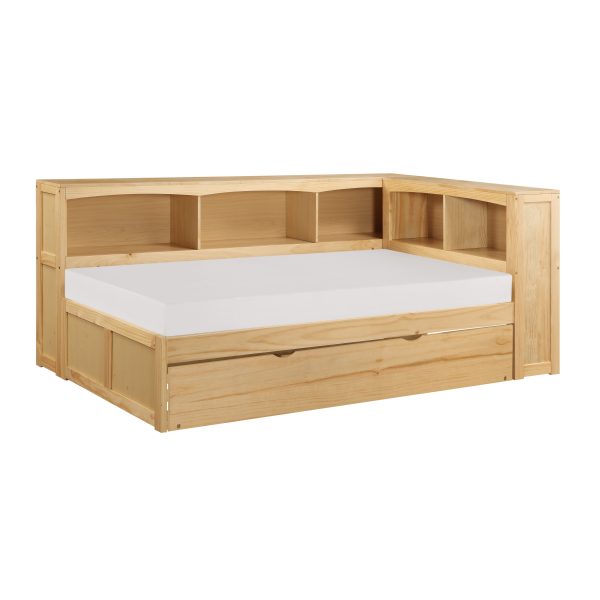 Bartly Pine Twin Bookcase Corner Bed with Twin Trundle Online now