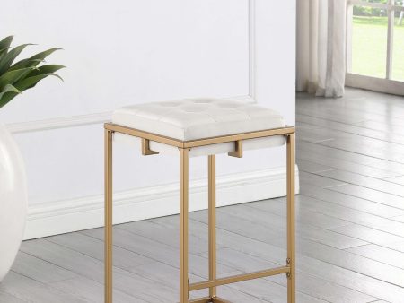 Nadia Beige Gold Square Padded Seat Counter Height Stool, Set of 2 For Discount