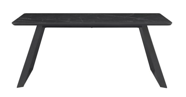 Smith Black Gunmetal Rectangle Ceramic Top Dining Table For Sale