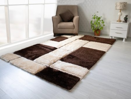 3D Shaggy Brown Beige 5X7 Area Rug For Cheap