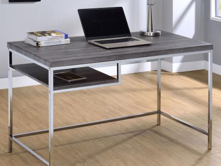 Kravitz Weathered Gray Chrome Rectangular Writing Desk Online Hot Sale