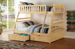 Bartly Pine Twin Full Bunk Bed with Storage Boxes Online Sale