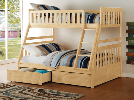 Bartly Pine Twin Full Bunk Bed with Storage Boxes Online Sale