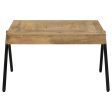 Avery Natural Black Rectangular Coffee Table with Metal Legs Fashion