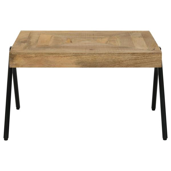 Avery Natural Black Rectangular Coffee Table with Metal Legs Fashion