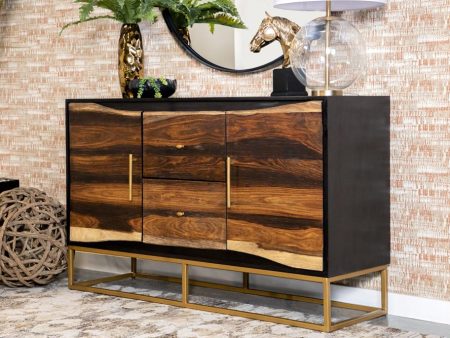 Zara Black Walnut Gold 2-Door Accent Cabinet Hot on Sale