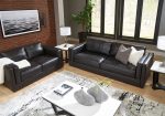 Amiata Onyx Leather Living Room Set For Discount