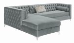 Bellaire Button-Tufted Upholstered Sectional Silver Hot on Sale