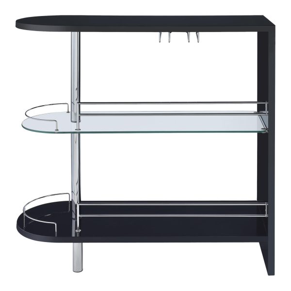 Adolfo Glossy Black Clear 3-Tier Bar Table Fashion