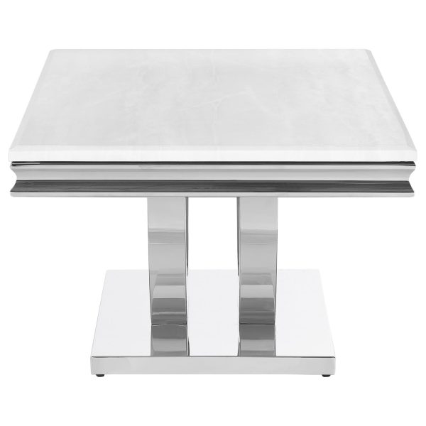 Adabella White Chrome U-Base Rectangle Coffee Table Online