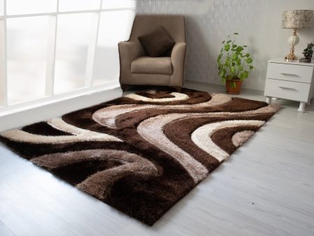 3D Shaggy Brown 5X7 Area Rug Supply